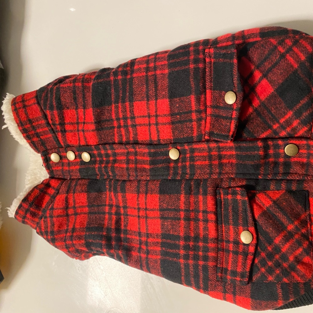 Hotel Doggy Plaid Coat With Sherpa Lining